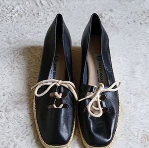 Black Espadrille Lace-Up Flats - Unbranded